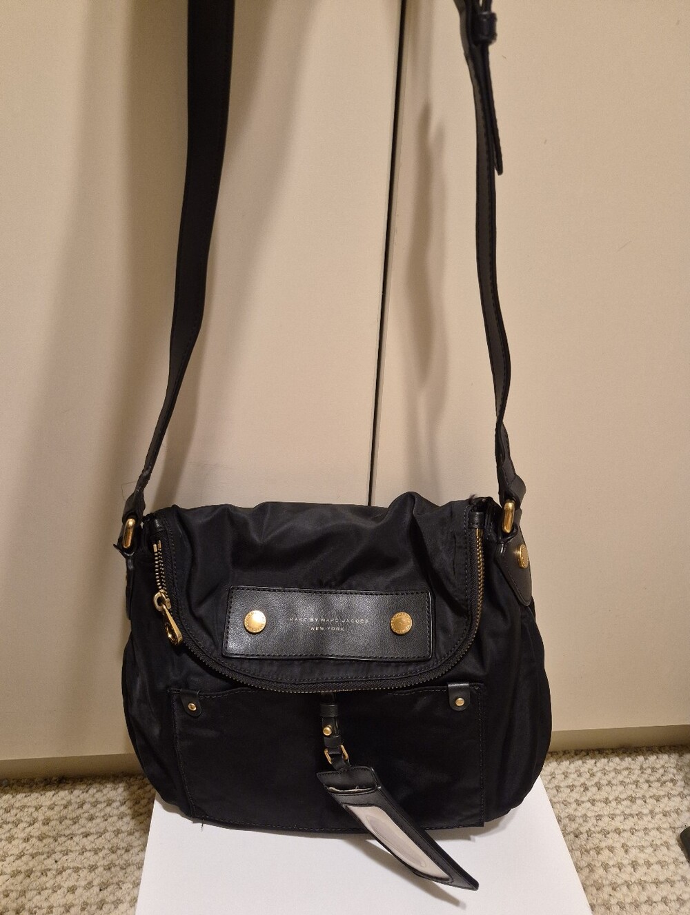 Marc by Marc Jacobs "Natasha" Black Nylon Crossbody Bag Gold Hardware Ret. $200